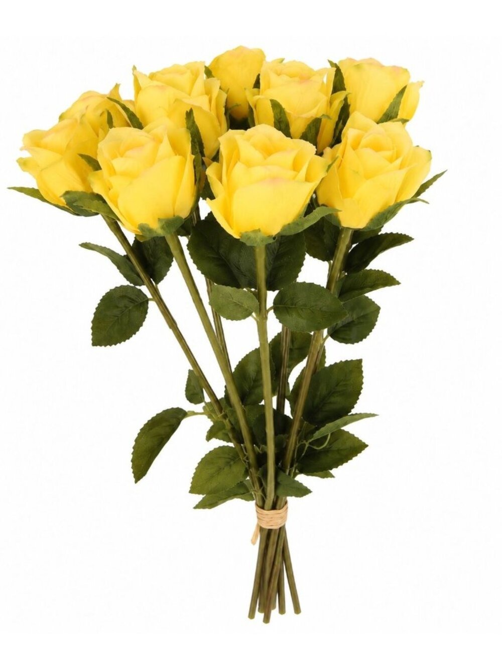 Yellow Artificial Roses 12 Stems Faux Silk Small Wedding Flowers